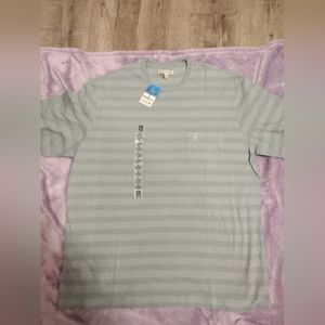 Mens short sleeve olive green stripped shirt